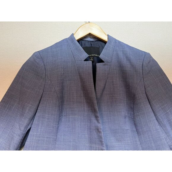 Banana Republic Inverted Collar Blazer Jacket Womens 4 Petite Blue One Button - Picture 2 of 13